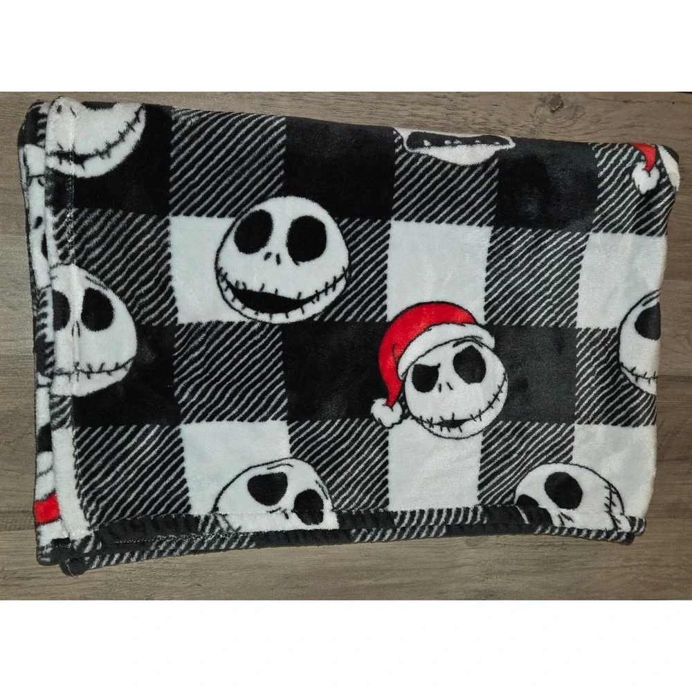 Nightmare Before Christmas Jack Skellington Plush Throw Blanket Black White